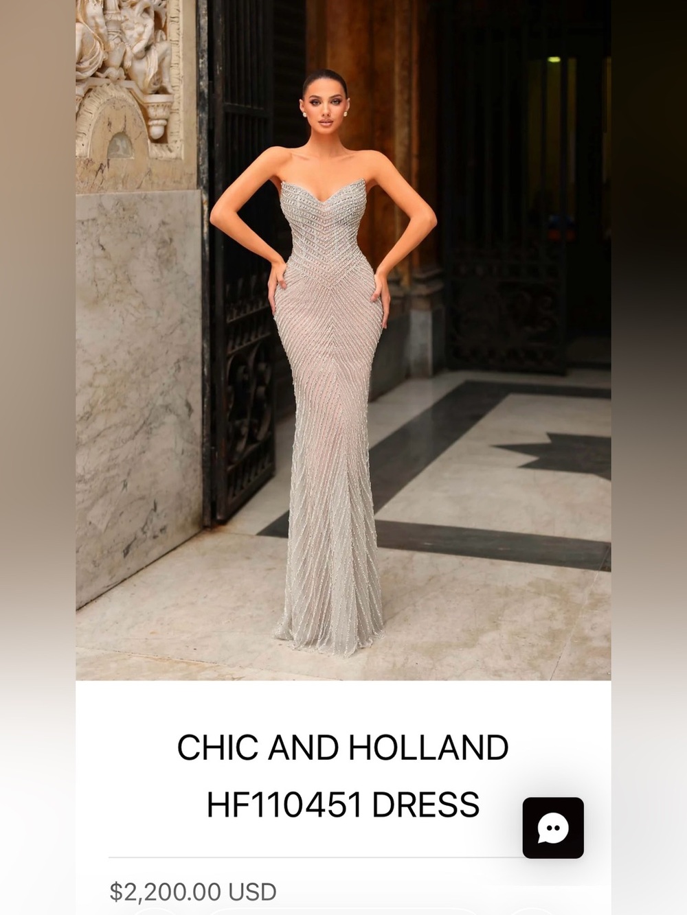 Chic and Holland. Sparkling Silver Beaded Spaghetti Strap Dress